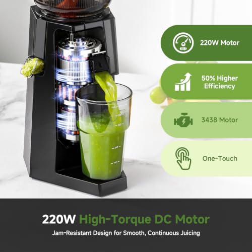 AAOBOSI Juicer Machines, Cold Press Juicer with 5.8" Wide Feed Chute Black - color: Black