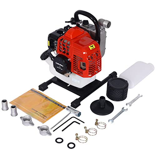 Gasoline Water Pump 33cc 1.2HP 1inch 2-Stroke Portable Gas Powered Water Transfer Pump For Irrigation Pool Landscaping Gardening Irrigation Orange
