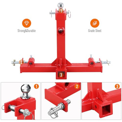 3 Point Hay Spear Tractor Hitch Receiver Gooseneck Ball Drawbar