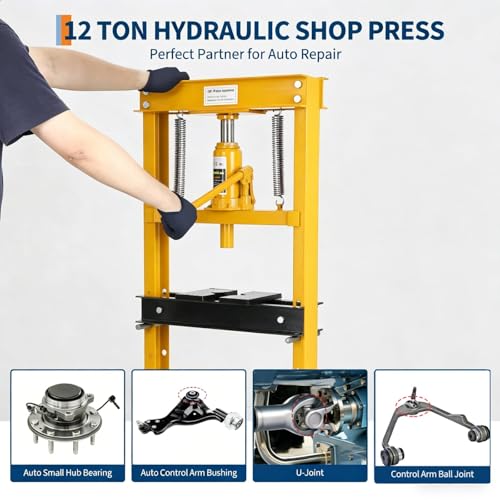 Garvee 12Ton Hydraulic Shop Press H-Frame Floor Shop Press - color: Yellow