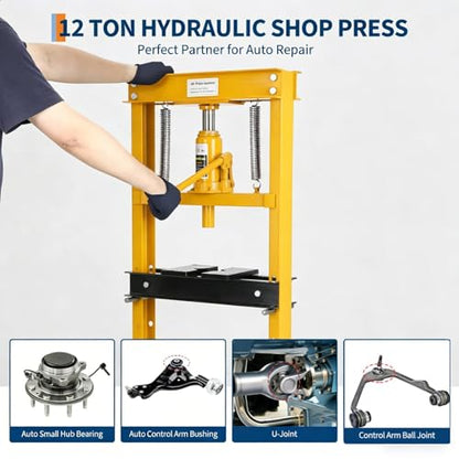 Garvee 12Ton Hydraulic Shop Press H-Frame Floor Shop Press - color: Yellow