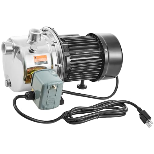 VEVOR 3/4HP SUS304 Stainless Steel Shallow Well Jet Pump, 115 Volt, 18.5 GPM 131 FT Maximum Head Irrigation Water Pump, for Agricultural Garden Irrigation System High-Rise Water Supply Shower Booster - style: 3/4HP SUS304