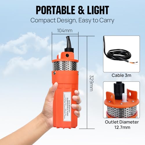 ECO-WORTHY 24V Submersible Deep Well Water Pump with 10ft Cable 1.6GPM 4'' 5A, Max Lift 230ft/70m, DC Pump/Alternative Energy Solar Battery Farm & Ranch Submersible Deep Well Pump - size: 24v 96w Well Pump