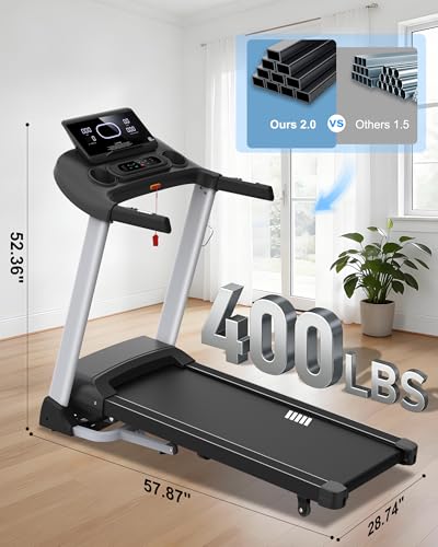 HUAGEED Treadmills for Home, 18% Auto Incline, Heavy Duty 400LBS Capacity