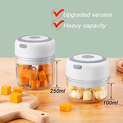 Electric Garlic Chopper, 250ML Vegetable Chopper, Food Chopper - color: 250ML White