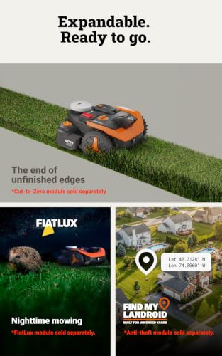 WORX Robot Lawn Mower for 1/4 Acre, Wire-Free with Brushes - size: Up to 1/4 Acre, style: Two-Wheel Drive