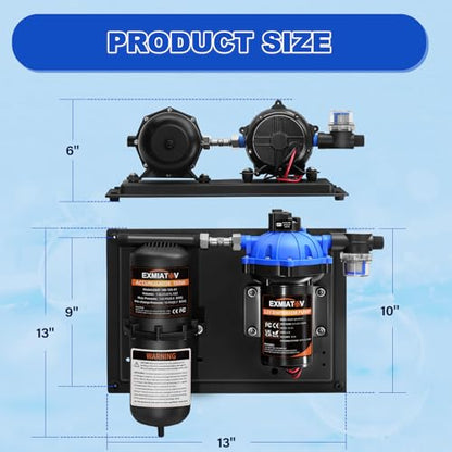 Water Pump and Accumulator Tank System,110V AC 7.0GPM 70PSI Quiet Water Pump and 1L 125PSI Pre-Pressurized Accumulator Tank for RV,Boat,Marine,Home Water System,Irrigating,Industrial Settings - size: 110V-7GPM-70PSI with tank