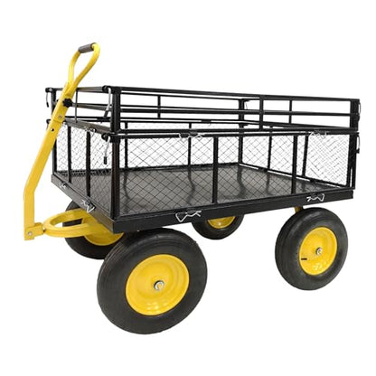 Steel Garden Cart Heavy Duty 1400 lbs with Removable Mesh Sides