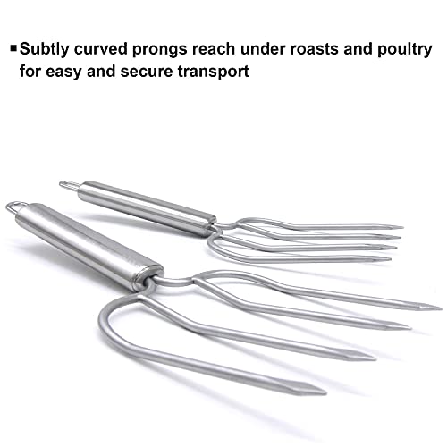 KAYCROWN Stainless Steel Turkey & Roast Lifters, Set of 2 - Turkey and Poultry Lifters Roaster Poultry Forks Great for Thanksgiving, Transfer Turkey or Ham Easily - size: Stainless Steel