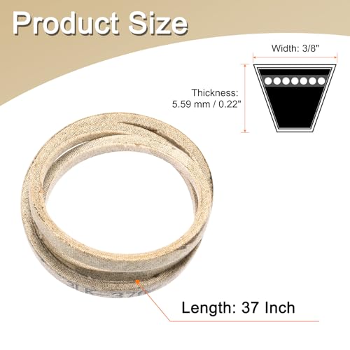 uxcell 3LK370 Cord Belt Grey, 3/8" x 37" Lawn and Garden Aramid V-Belt for Mower Deck - size: 37"