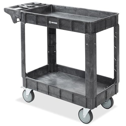 Dryser Utility Cart with Wheels, 40" x 17" Heavy Duty 550 lb. Capacity with Shelves - 2 Tier Rolling Cart with Four 5" Swivel Casters for Warehouse, Garage, Cleaning - size: 2 Shelves 4 Swivel 40x17
