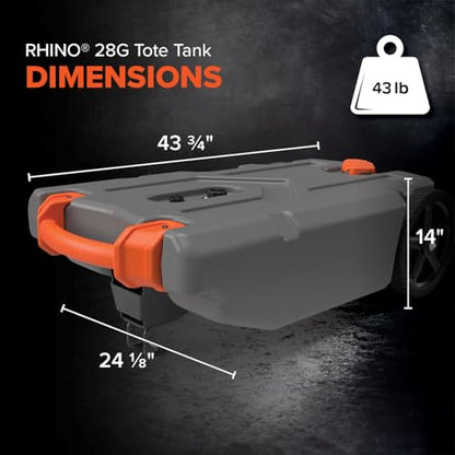 Camco Rhino 28-Gallon Camper/RV Tote Tank - Features Large Heavy-Duty No-Flat Wheels & Built-in Gate Valve - Removable Steel Tow Adapter, 3’ Sewer Hose & More RV Accessories (39004) - size: 28 Gallon, style: Heavy Duty (2 Wheel)
