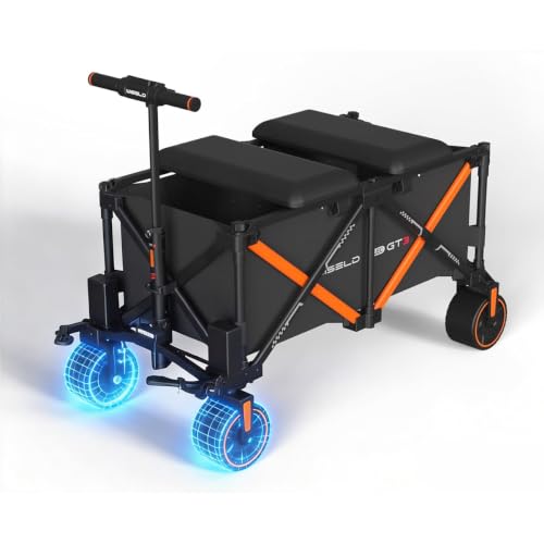 WISELD GT3 Electric Wagon Cart with 2 Seats for Adults, Rideable Tow-Assist