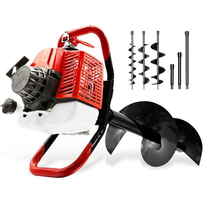 Upgraded 72CC Gas Auger w/ 3 Bits(4" 6" 8") & 3 Extenders(8" 12" 20") - size: 72cc+3 auger(4"6"8")+3 Ext(8"12"20")
