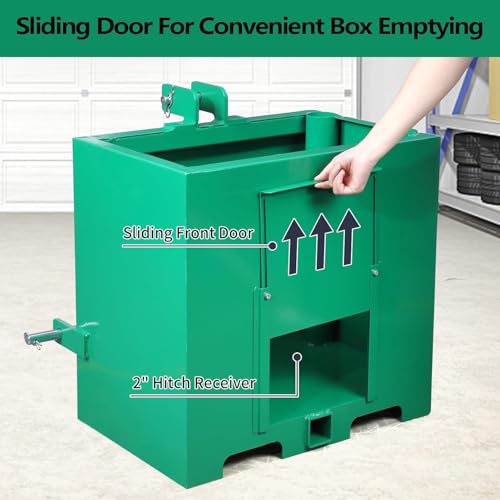 3 Point Ballast Box W/ 2" Hitch Receiver 800 Lbs Capacity 3 Point Category 1 Fits Cat 1 Tractor Attachment