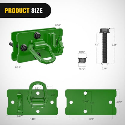 Nilight Tractor Bucket Grab Hook with Tie-Down Ring & Back Plate - color: Dark Green, size: Hooks w/ Ring