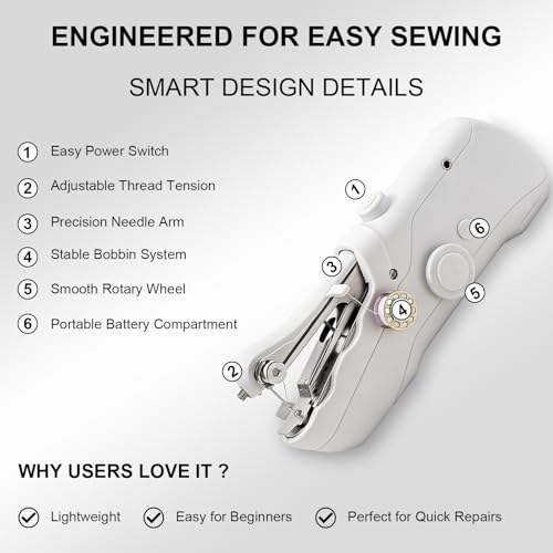 165PCS Handheld Sewing Machine Kit with Storage Bag,Portable Sewing Machine