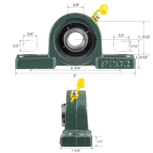 4Pcs Pillow Block Mounted Ball Bearing UCP202-10, 5/8" Bore, Self Aligning