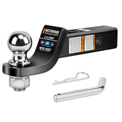 METOWARE Trailer Hitch Ball Mount 2" Drop Fits 2" Receiver, 6000Lbs GTW - color: Black, size: 2" Drop