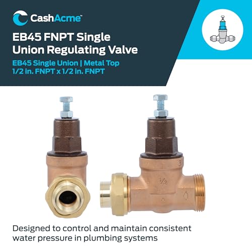 Cash Acme 1/2 Inch EB45 Single Union Pressure Regulating Valve (PRV), Metal Top, 45 PSI, 24462-0045 - size: 1/2 in., style: Metal Top, 45 PSI, NPT Gauge Port