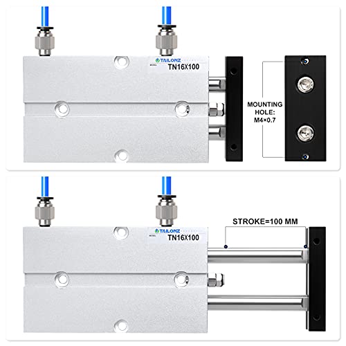 TAILONZ TN16-100 16mm x 100mm Double-Rod Cylinder - size: Bore:16mm Stroke:100MM