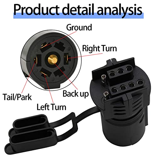 BELOMI Trailer Plug Adapters, 7 Pin to 4 and 5 Flat Blade Trailer Connector, 2-in-1 Flat Blade Plug, Automotive Accessories Universal for Trailer, Tow Hitch, RV, Boat