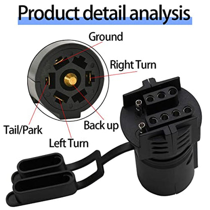 BELOMI Trailer Plug Adapters, 7 Pin to 4 and 5 Flat Blade Trailer Connector, 2-in-1 Flat Blade Plug, Automotive Accessories Universal for Trailer, Tow Hitch, RV, Boat