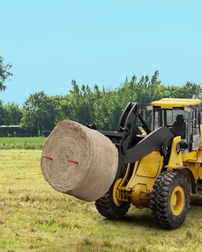 49" Hay Spear, 4500lbs Capacity Bale Spear with 2 Pcs 17" Stabilizer Spears - size: bale spear with stabilizer spear & sleeve