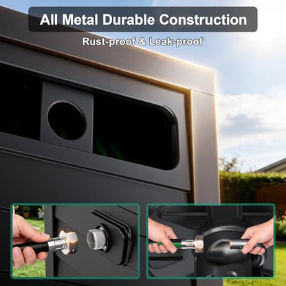 Metal Garden Hose Reel Box, Heavy Duty 150Ft 5/8" Large Capacity Hose Storage Deck Box with Hose Guide, 6Ft Leader Hose, Leak-Proof Aluminum Water Connection, Manual Crank Handle (Dark Brown) - color: Dark Brown