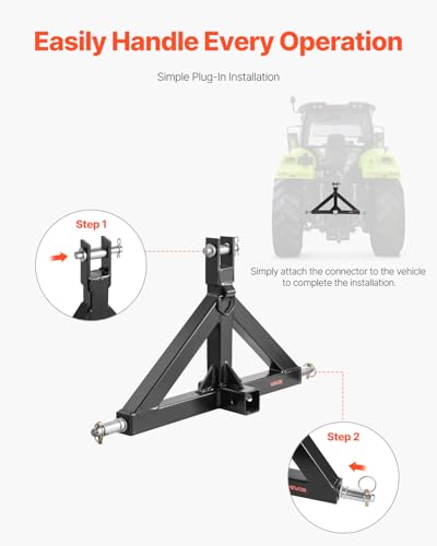 VEVOR 3 Point Hitch Receiver with 2 in Receiver, 3pt Quick Hitch Attachment, 3,000 lbs Capacity, Heavy Duty Tractor Tow Drawbar Adapter, Compatible with Kubota, Mahindra, John Deere, Massey Ferguson - size: ‎25.98 "Lx 17.52 "H, style: No Towing Ball
