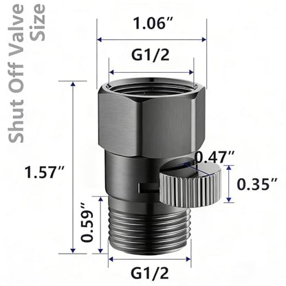 Grey Shower Head Shut Off Valve G1/2 IPS Brass Flow Restrictor - color: Gray