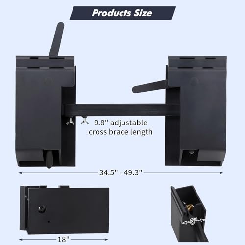 Universal Skid Steer Quick Tach Conversion Adapter Mount Plate Attach Adapter, for Kubota, 9.8'' Adjustable Cross Brace, 4000 LBS Weight Capacity, Skid Steer, Black