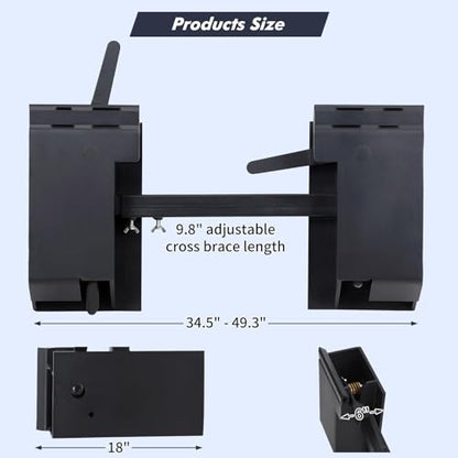 Universal Skid Steer Quick Tach Conversion Adapter Mount Plate Attach Adapter, for Kubota, 9.8'' Adjustable Cross Brace, 4000 LBS Weight Capacity, Skid Steer, Black