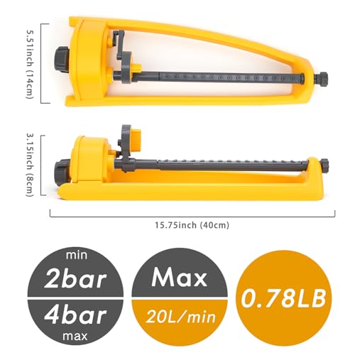 Lawn Sprinkler, 2 Pack Garden Oscillating Sprinkler for Yard Covers up to 2,600 sq.ft, Oscillating Watering, Garden Tool, Built-in Spray Jet Cleaning Needle