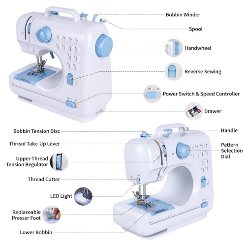 Mini Sewing Machine for Beginners & Kids with Extension Table, Portable