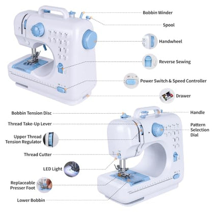 Mini Sewing Machine for Beginners & Kids with Extension Table, Portable