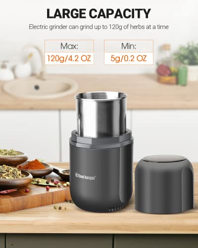 COOL KNIGHT Electric Herb Grinder, Fast Grinding, 120g Large Capacity - color: Grey 2