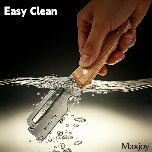 Maxjoy Vegetable Peeler, Stainless Steel Wooden Handle for Potato, Fruit - color: Brown#Silver