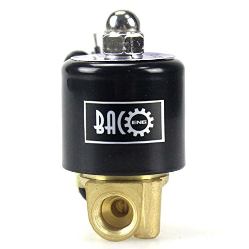 BACOENG 1/4" DC12V Electric Solenoid Valve (NPT, Brass, Normally Closed) - size: 1/4"NPT-Brass