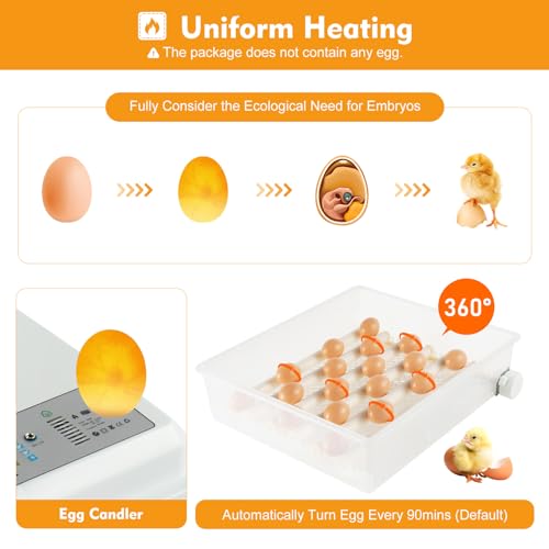 Egg Incubator 64 Eggs, Single Layer Digital Hatcher, Poultry Hatching Machine, 3-in-1 Hatching, Brooding & Incubating, Temperature Control, for Chicken Quail Duck Goose Pigeon - size: 64 Eggs