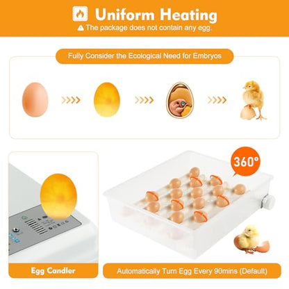 Egg Incubator 64 Eggs, Single Layer Digital Hatcher, Poultry Hatching Machine, 3-in-1 Hatching, Brooding & Incubating, Temperature Control, for Chicken Quail Duck Goose Pigeon - size: 64 Eggs