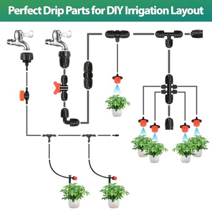 RedChili 30 Pack 1/4" Drip Irrigation Shut Off Valves, in-Line Barbed Ball Valve for 1/4 Inch Drip Irrigation Tubing Anti-Drop Drip Line Water Flow Control Valve Parts for Garden Irrigation System - size: 1/4" Shutoff Valve-30P