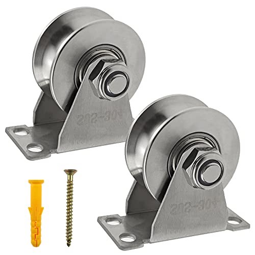 Groove Pulley Wheel Stainless Steel Wall Mounted Pulley, U Type - size: 2 Pack