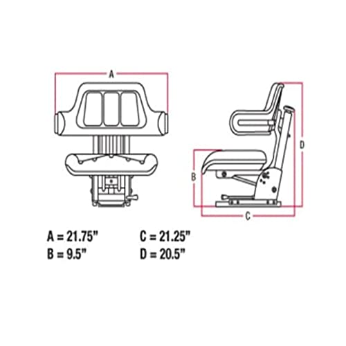 E-1672345M91 Wrap Around Black Tractor Seat for Massey Ferguson TO35, TEA20, TO20, TO30, TE20, 40, 50, 65, 85, 88, 135, 150, 165, 175, 180, 298, 290, 285S, 285, 282, 283, 275, 281, 265S, 265 +++