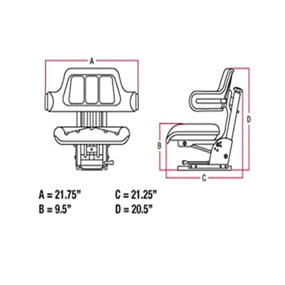 E-1672345M91 Wrap Around Black Tractor Seat for Massey Ferguson TO35, TEA20, TO20, TO30, TE20, 40, 50, 65, 85, 88, 135, 150, 165, 175, 180, 298, 290, 285S, 285, 282, 283, 275, 281, 265S, 265 +++