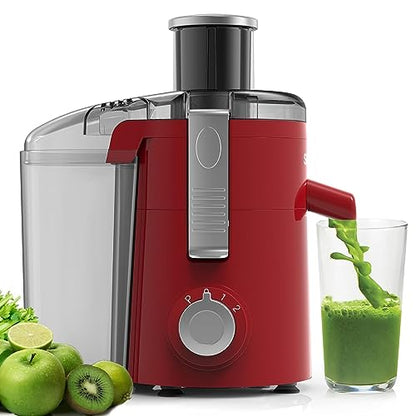SIFENE 350W Compact Centrifugal Juicer Machine, 2.5" Chute, 3-Speed, Red - color: Red