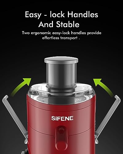 SIFENE 350W Compact Centrifugal Juicer Machine, 2.5" Chute, 3-Speed, Red - color: Red