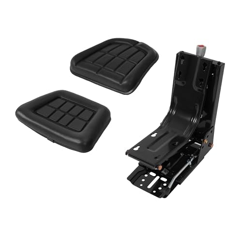 ALMULOO Universal Tractor Suspension Seat Adjustable Compatible with John Deere 5200 5210 5300 5310 5510 More Models Massey Ferguson Tractor Ford New Holland Steel Heavy Duty Black - size: Black