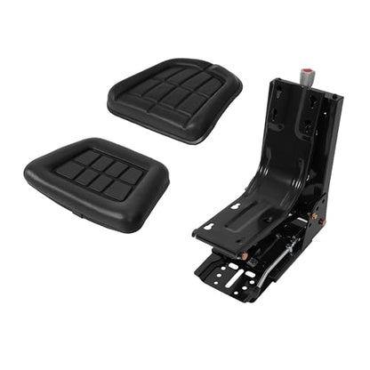 ALMULOO Universal Tractor Suspension Seat Adjustable Compatible with John Deere 5200 5210 5300 5310 5510 More Models Massey Ferguson Tractor Ford New Holland Steel Heavy Duty Black - size: Black