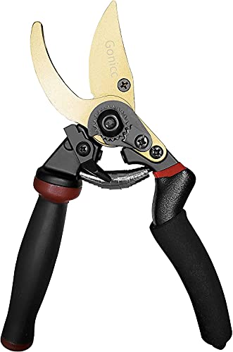 gonicc 8.5" Professional Rotating Bypass Titanium Pruning Shears(GPPS-1014) - color: Golden Rotating Titanium Bypass Pruning Shears